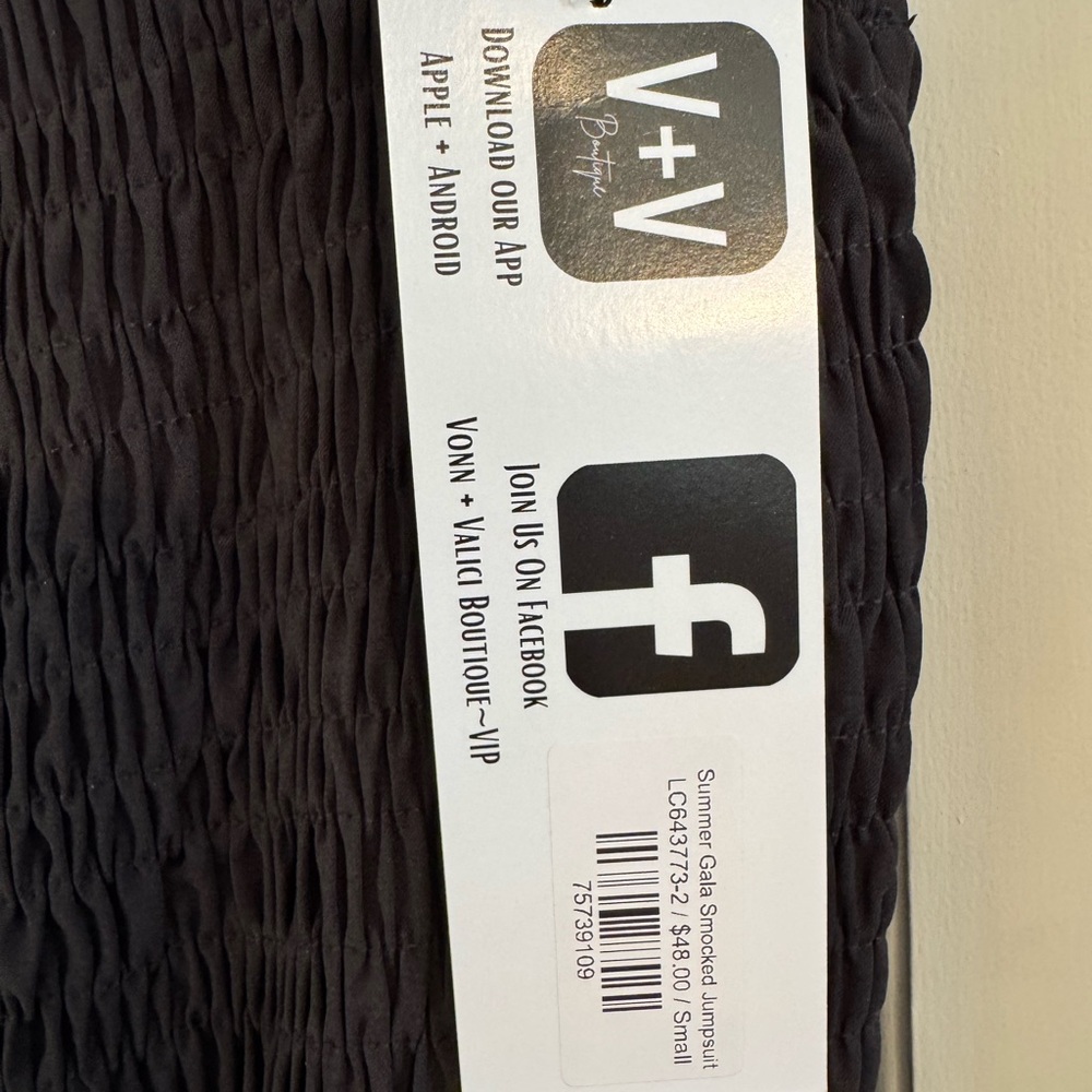 V+V Black Smocked Dress